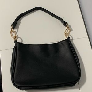 Black Faux Leather Shoulder Purse